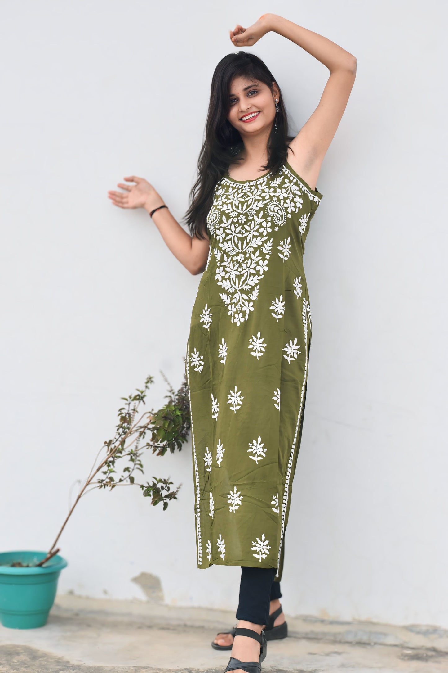 Green Sukoon Modal Strappy kurta