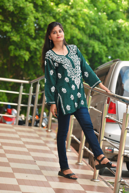 Falak Chikankari Modal Straight Short Kurti