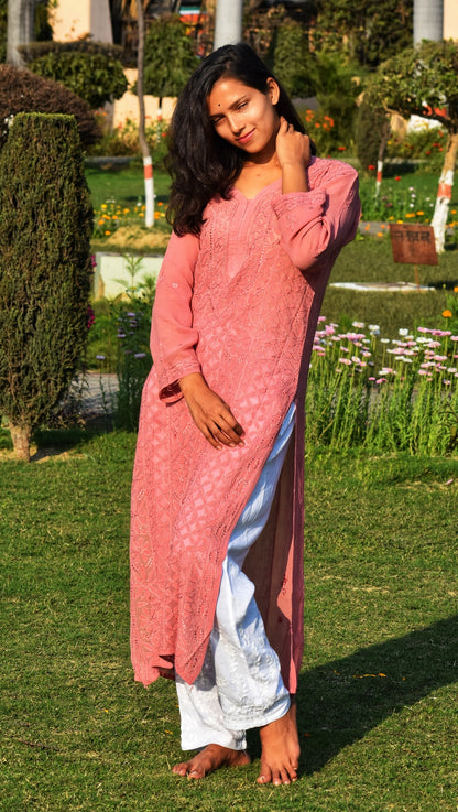 Women Viscose Chikankari Long  kurti