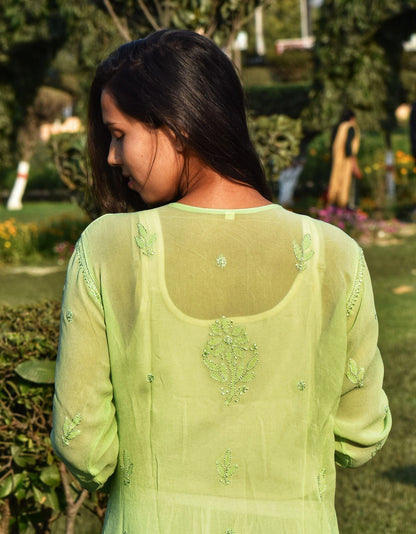 Women Viscose Chikankari Long  kurti