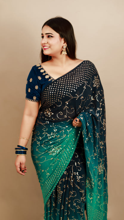 Royal Pure georget Badla Work Saree