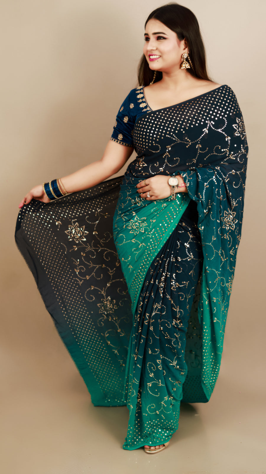 Royal Pure georget Badla Work Saree