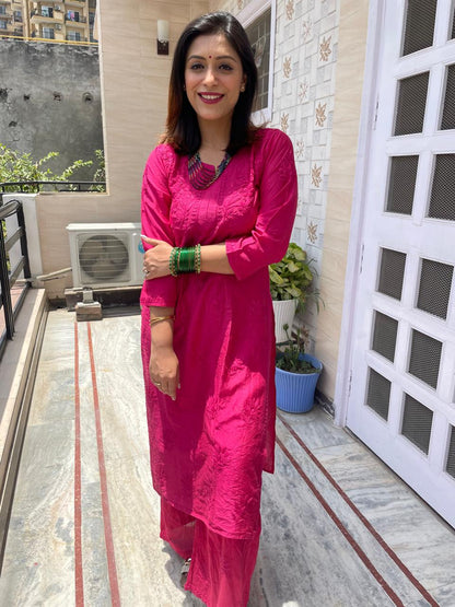 Saba Chanderi Chikankari Plazo Set