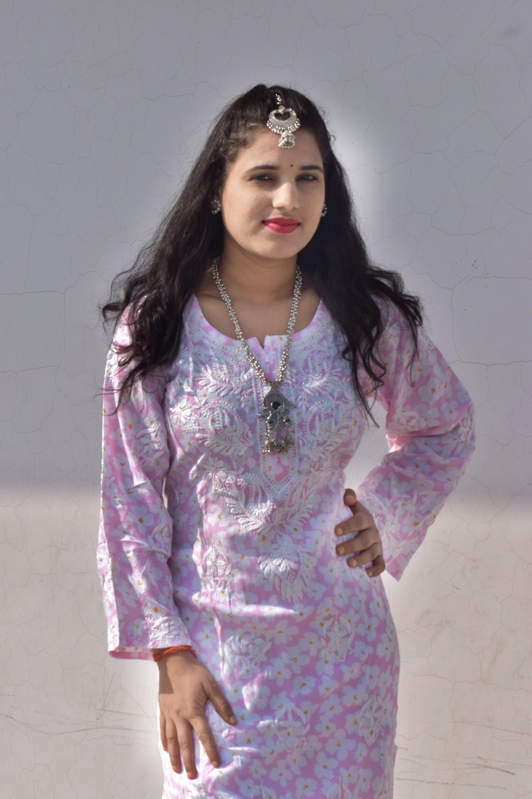 Eliza Modal Print Chikankari Kurta - ROYAL CHIKAN CREATION™