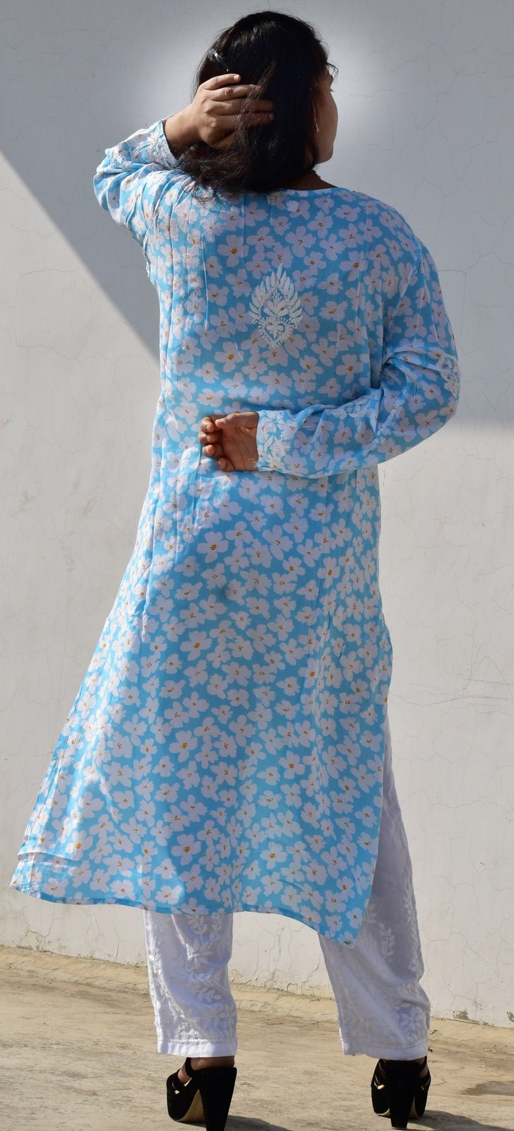 Eliza Modal Print Chikankari Kurta - ROYAL CHIKAN CREATION™