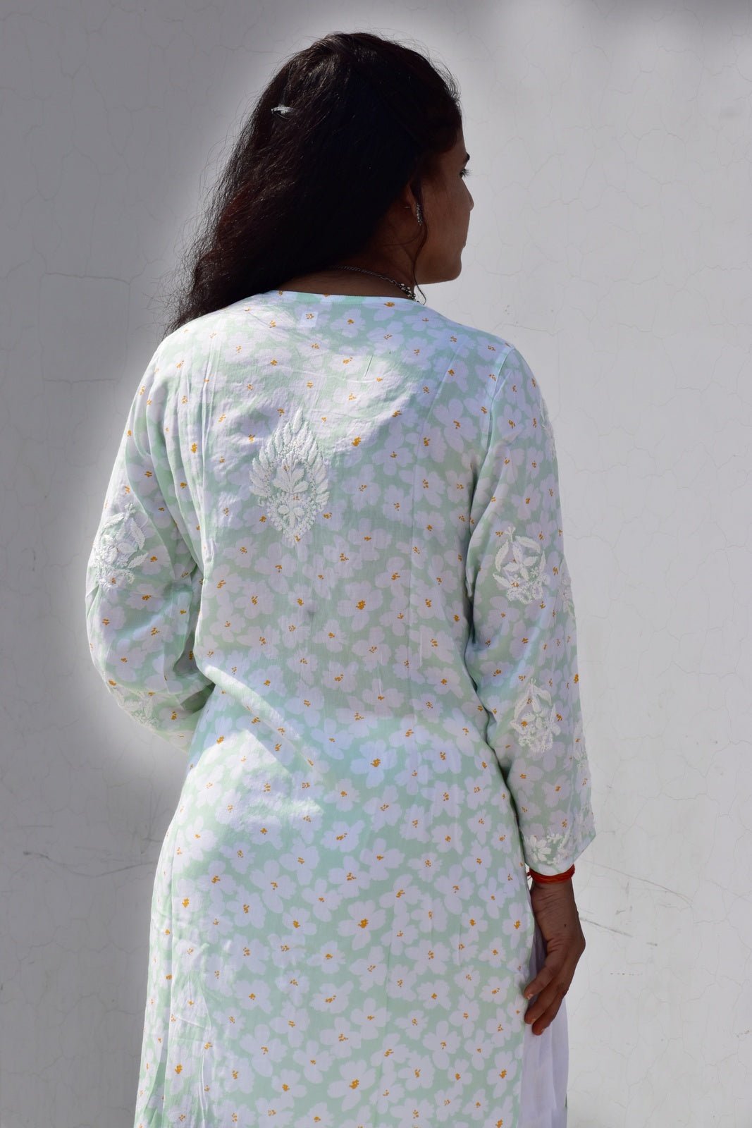 Eliza Modal Print Chikankari Kurta - ROYAL CHIKAN CREATION™