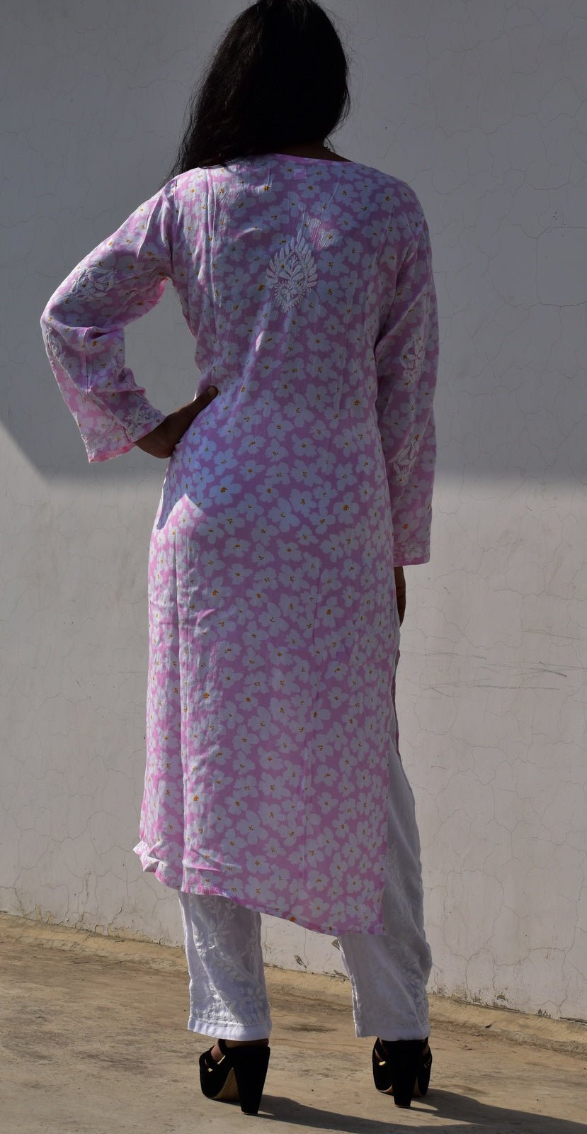 Eliza Modal Print Chikankari Kurta - ROYAL CHIKAN CREATION™