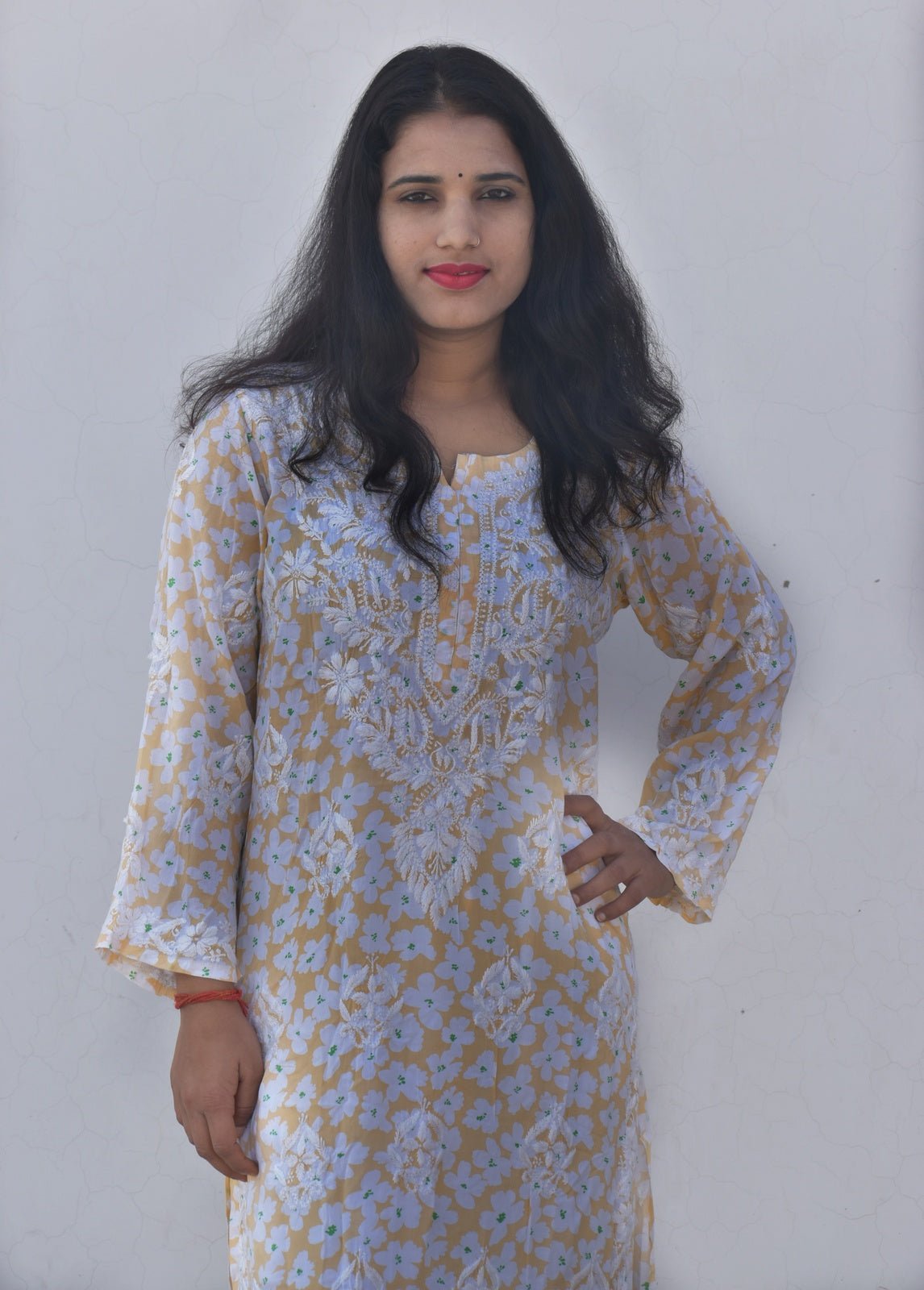 Eliza Modal Print Chikankari Kurta - ROYAL CHIKAN CREATION™