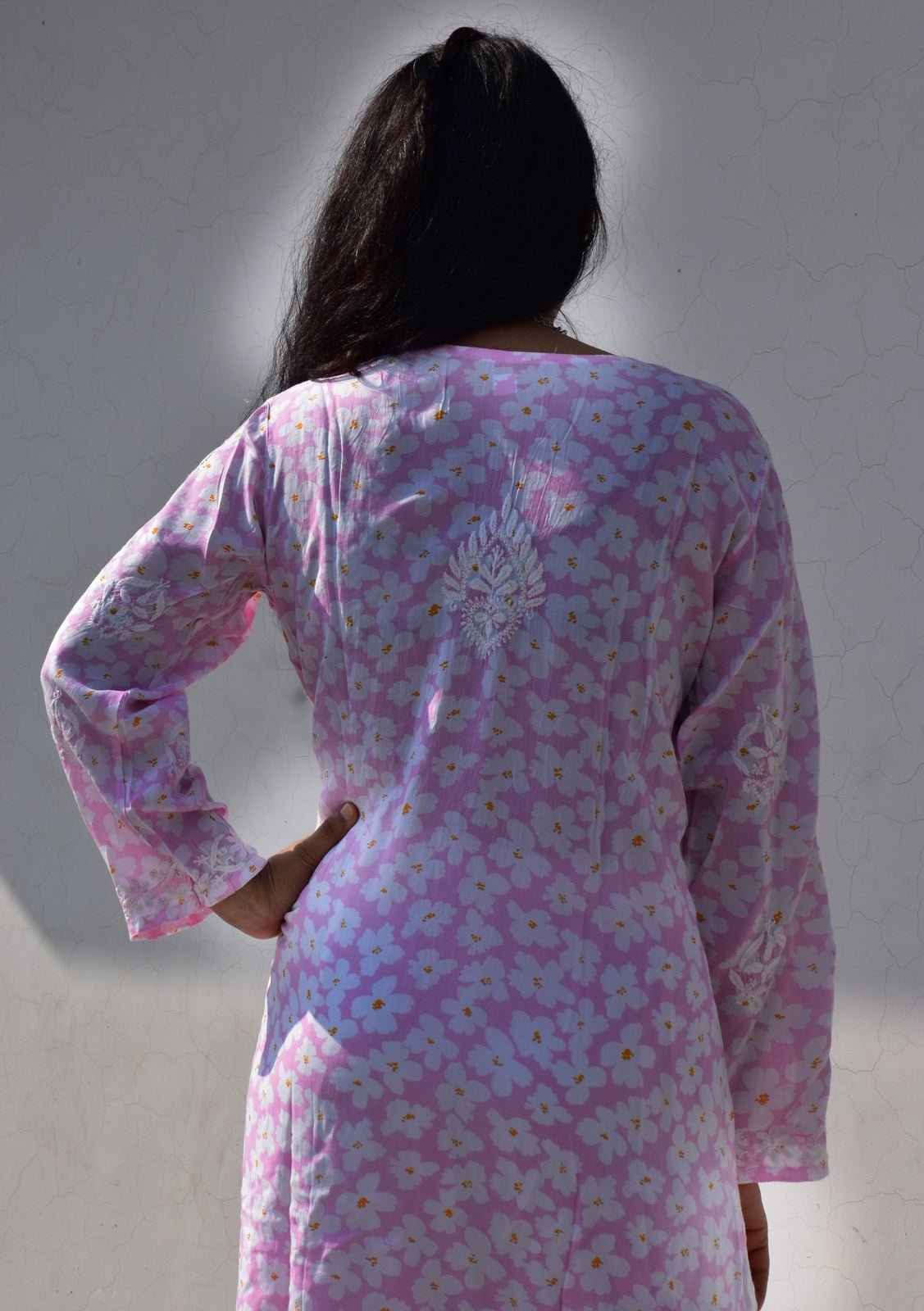 Eliza Modal Print Chikankari Kurta - ROYAL CHIKAN CREATION™