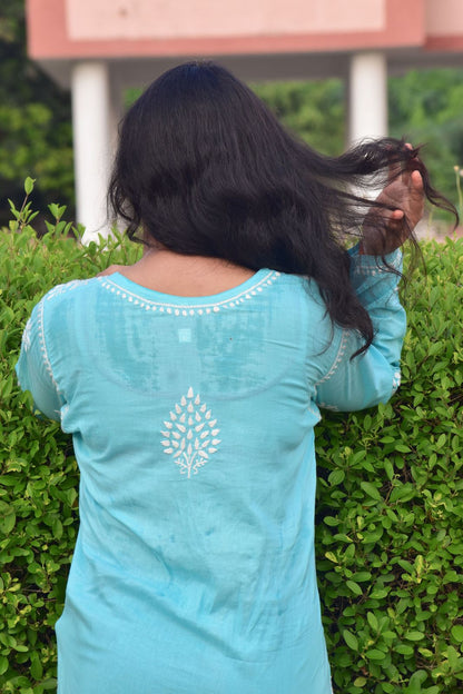 Krisha Cotton Chikankari Kurta - ROYAL CHIKAN CREATION™