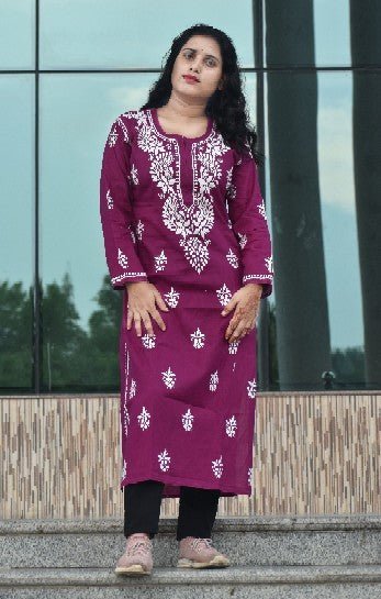 Krisha Cotton Chikankari Kurta - ROYAL CHIKAN CREATION™