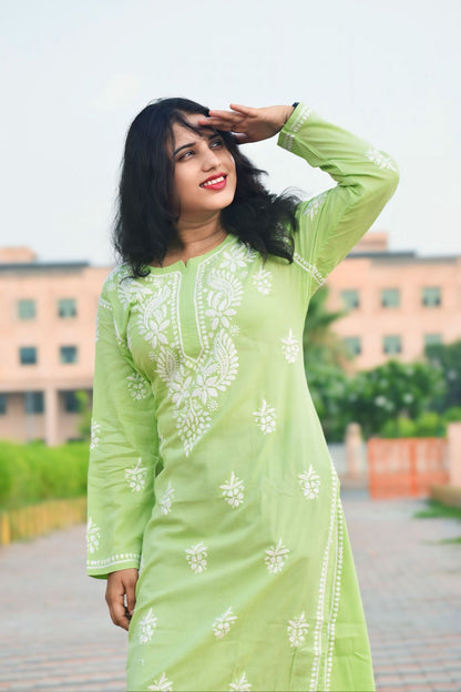 Krisha Cotton Chikankari Kurta - ROYAL CHIKAN CREATION™