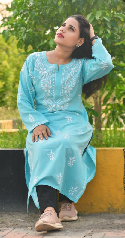 Krisha Cotton Chikankari Kurta - ROYAL CHIKAN CREATION™