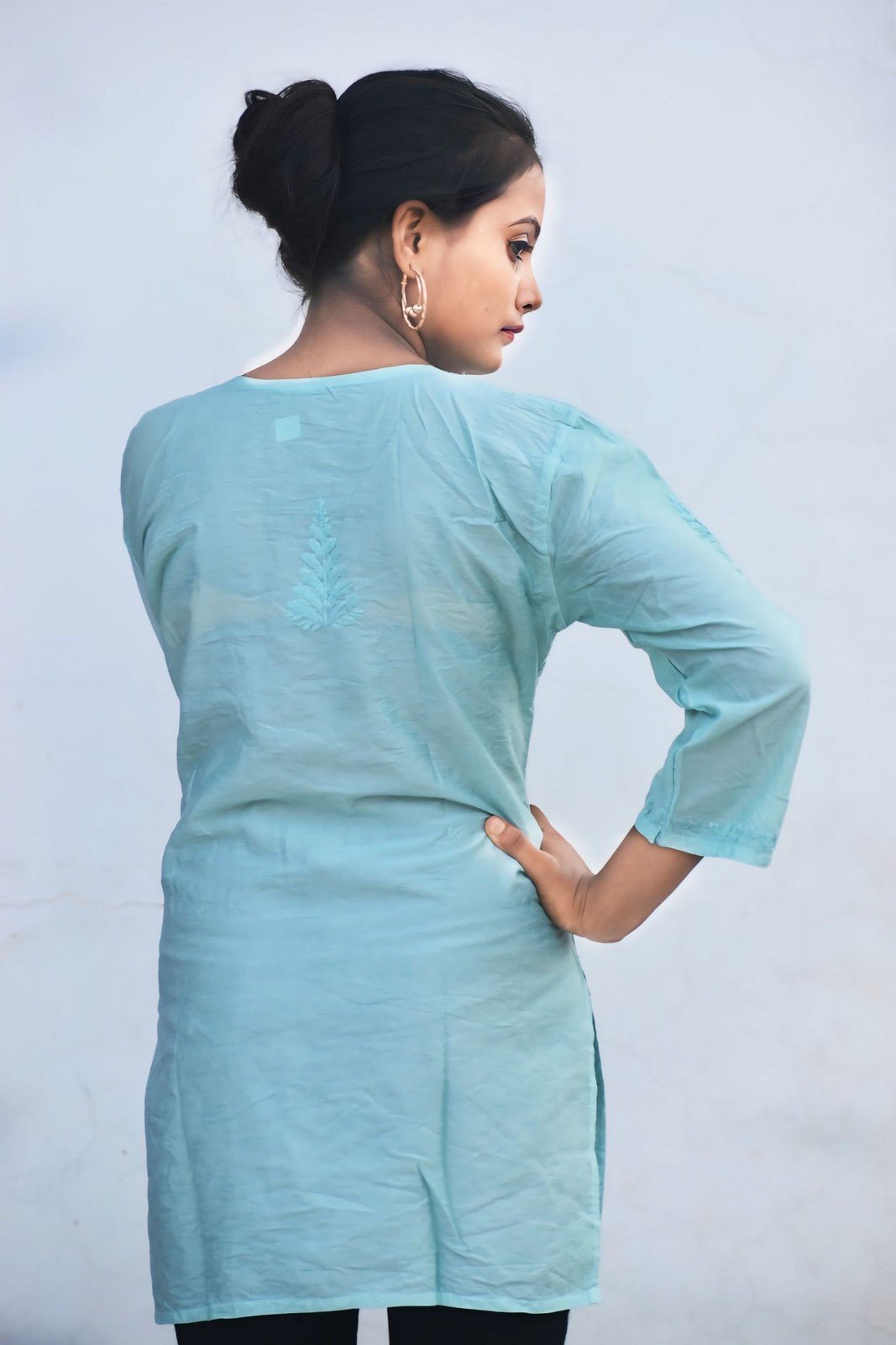 Rooh Chanderi Chikankari Short Kurti - ROYAL CHIKAN CREATION™